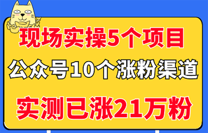 现场实操5个公众号项目，10个涨粉渠道，实测已涨21万粉！-资源基地
