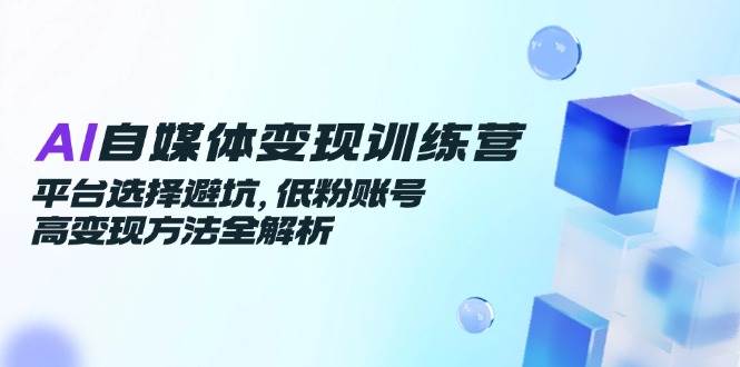 AI自媒体变现训练营，平台选择避坑，低粉账号高变现方法全解析-资源基地