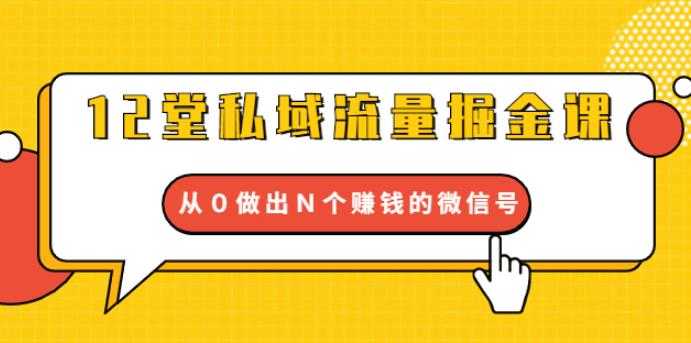 12堂私域流量掘金课:打通私域4大关卡,从0做出N个赚钱的微信号【完结】-资源基地