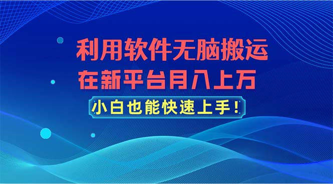 利用软件无脑搬运，在新平台月入上万，小白也能快速上手-资源基地