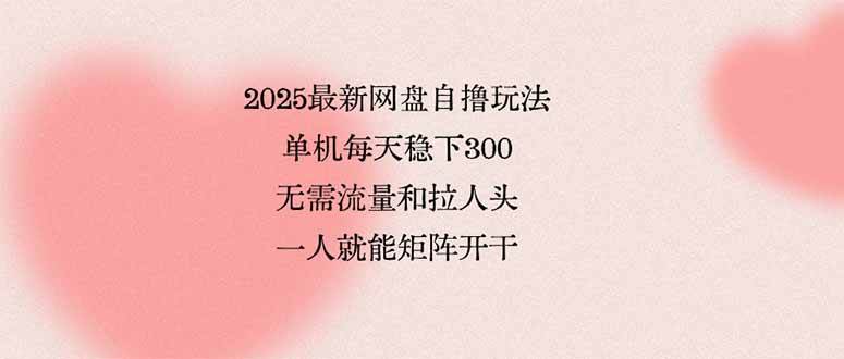 2025最新网盘自撸玩法，单机每天稳下3张，无需流量和拉人头，一个人就…-资源基地