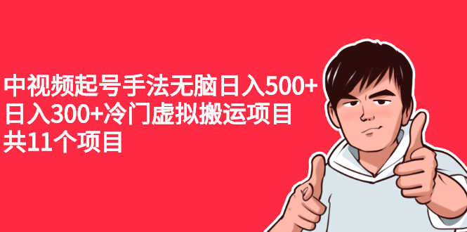 中视频起号手法无脑日入500+日入300+冷门虚拟搬运项目（共11个项目）-资源基地