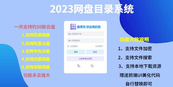（项目课程）2023网盘目录运营系统，一键安装教学，一共支持约30款云盘-资源基地