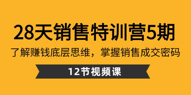 28天·销售特训营5期:了解赚钱底层思维,掌握销售成交密码(12节课)-资源基地