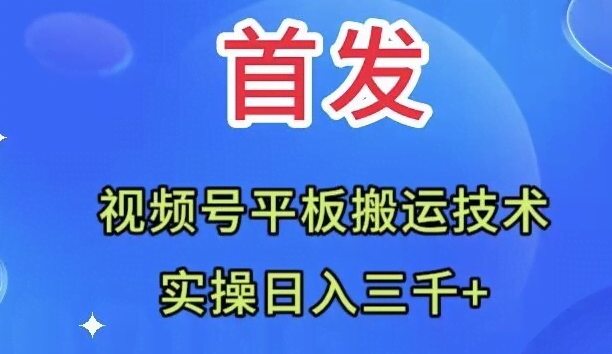 全网首发：视频号平板搬运技术，实操日入三千＋-资源基地
