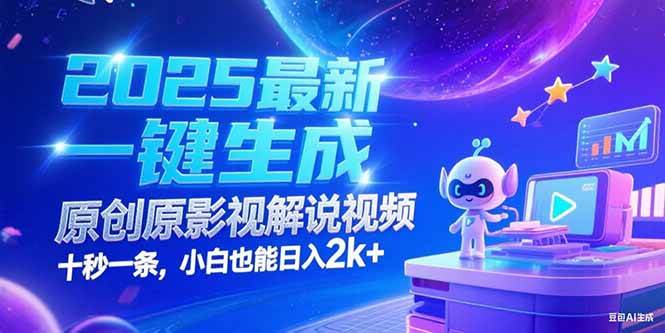 2025最新一键生成原创影视解说视频 十秒一条,小白也能日入2k+-资源基地