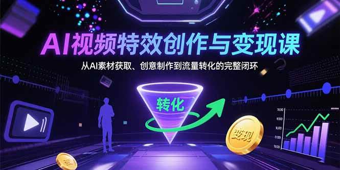 AI视频特效创作与变现课：从AI素材获取、创意制作到流量转化的完整闭环-资源基地