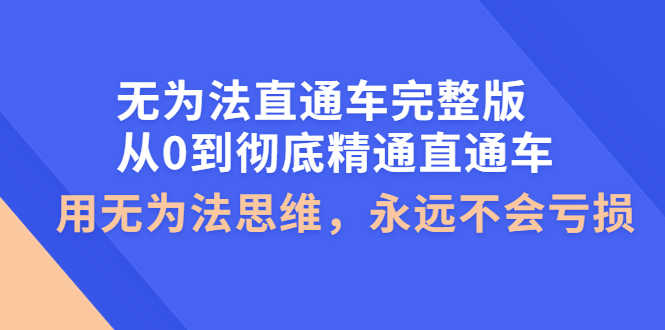 无为法直通车完整版：从0到彻底精通直通车，用无为法思维，永远不会亏损-资源基地