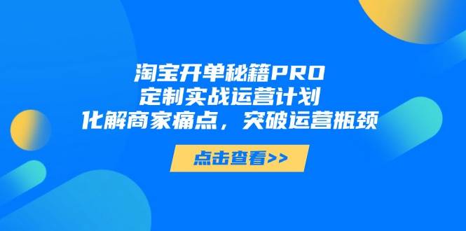 淘宝开单秘籍PRO，定制实战运营计划，化解商家痛点，突破运营瓶颈-资源基地