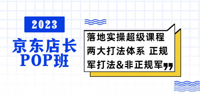 2023京东店长·POP班 落地实操超级课程 两大打法体系 正规军&非正规军-资源基地