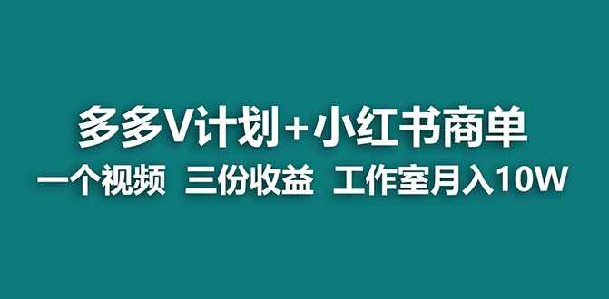 【蓝海项目】多多v计划+小红书商单 一个视频三份收益 工作室月入10w-资源基地
