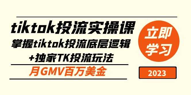 tiktok投流实操课:掌握tiktok投流底层逻辑+独家TK投流玩法 月GMV百万美金-资源基地