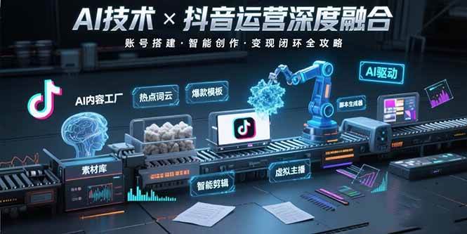 AI技术与抖音运营的深度融合应用:涵盖账号搭建、内容创作、收益变现等-资源基地