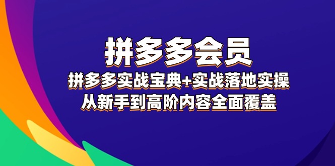 拼多多 会员,拼多多实战宝典+实战落地实操,从新手到高阶内容全面覆盖-资源基地
