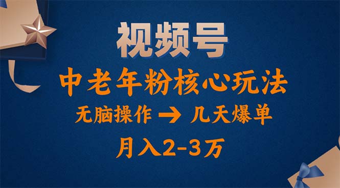 视频号火爆玩法,高端中老年粉核心打法,无脑操作,一天十分钟,月入两万-资源基地