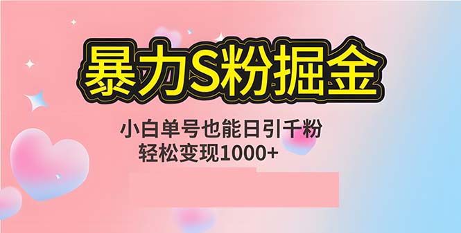 单人单机日引千粉,变现1000+,S粉流量掘金计划攻略-资源基地