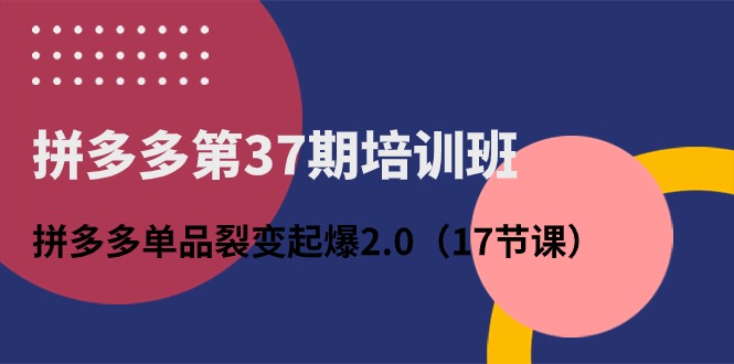 拼多多第37期培训班：拼多多单品裂变起爆2.0（17节课）-资源基地