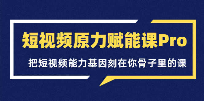 短视频原力赋能课Pro，把短视频能力基因刻在你骨子里的课-资源基地