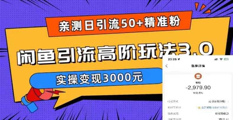 实测日引50+精准粉,闲鱼引流高阶玩法3.0,实操变现3000元-资源基地