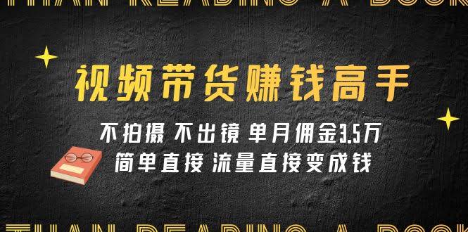 视频带货赚钱高手课程：不拍摄 不出镜 单月佣金3.5w 简单直接 流量直接变钱-资源基地