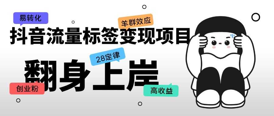 抖音流量标签变现项目，抖音创业粉轻松转化，单价高收益简单-资源基地