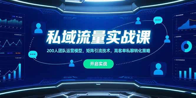私域流量实战课，200人团队运营模型，矩阵引流技术，高客单私聊转化策略-资源基地