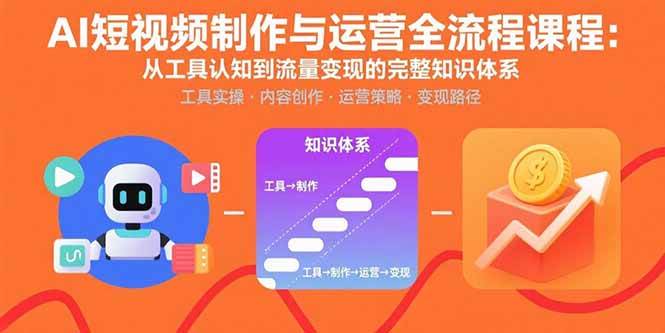 AI短视频制作与运营全流程课程：从工具认知到流量变现的完整知识体系-资源基地