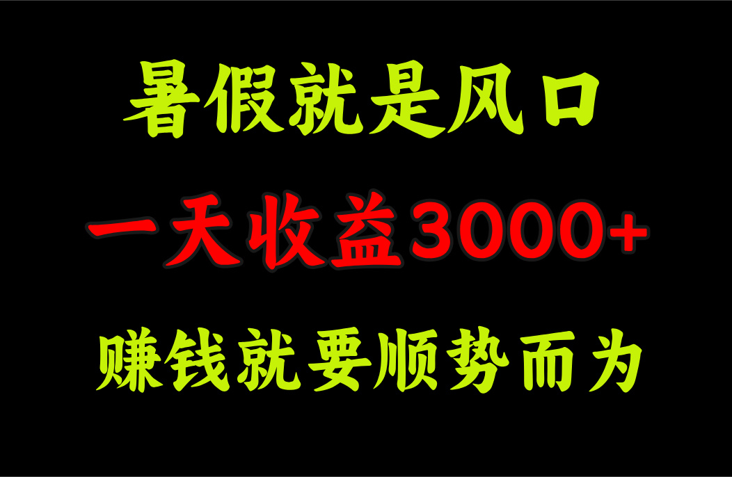 一天收益3000+ 赚钱就是顺势而为,暑假就是风口-资源基地