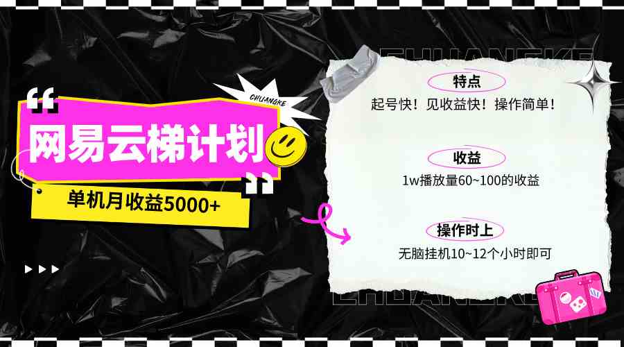 最新网易云梯计划网页版,单机月收益5000+!可放大操作-资源基地