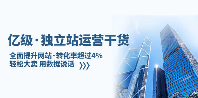 亿级·独立站运营干货：全面提升网站·转化率超过4%，轻松大卖 用数据说话-资源基地