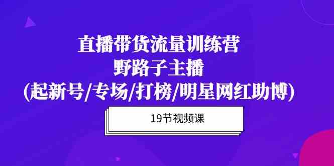 直播带货流量特训营,野路子主播(起新号/专场/打榜/明星网红助博)19节课-资源基地