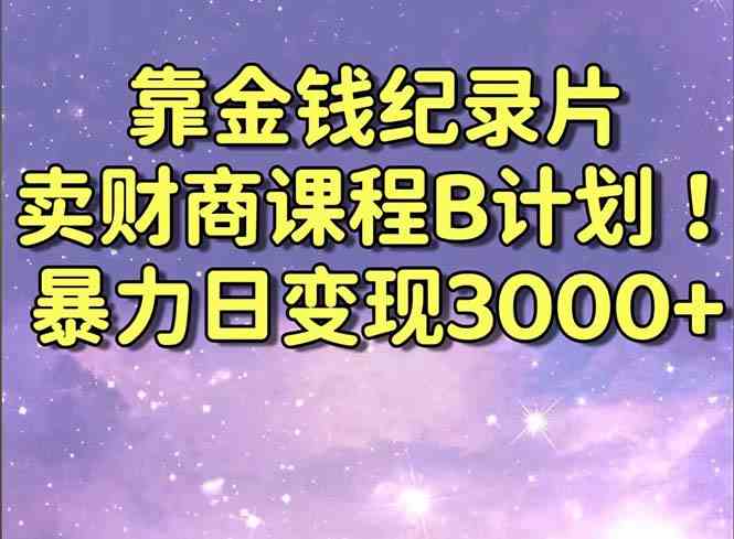 靠金钱纪录片卖财商课程B计划！暴力日变现3000+，喂饭式干货教程！-资源基地