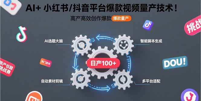 AI+小红书/抖音平台爆款视频量产技术：高产高效创作爆款视频！-资源基地