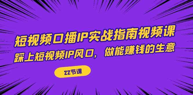 短视频口播IP实战指南视频课，踩上短视频IP风口，做能赚钱的生意（22节课）-资源基地
