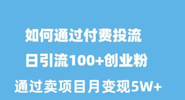 如何通过付费投流日引流100+创业粉月变现5W+-资源基地