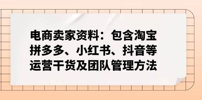 电商卖家资料：包含淘宝、拼多多、小红书、抖音等运营干货及团队管理方法-资源基地