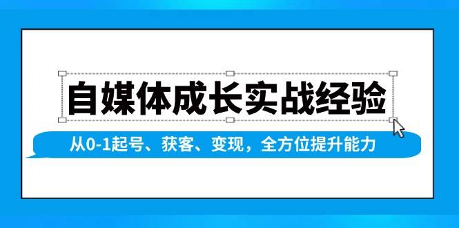 自媒体成长实战经验，从0-1起号、获客、变现，全方位提升能力-资源基地