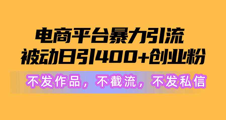 电商平台暴力引流,被动日引400+创业粉不发作品，不截流，不发私信-资源基地