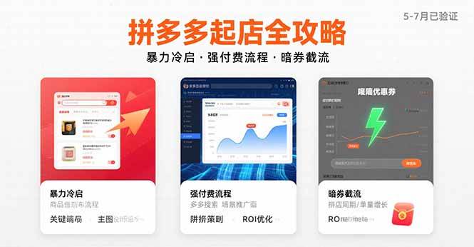 拼多多起店全攻略，暴力冷启，强付费流程，暗券截流，5-7月已验证的方法-资源基地