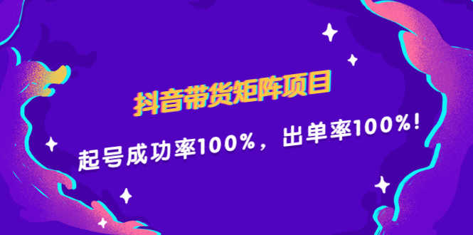 抖音带货矩阵项目,起号成功率100%,出单率100%!-资源基地
