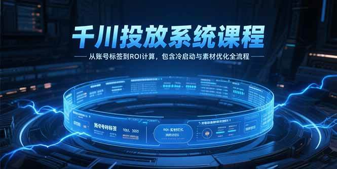 千川投放系统课程，从账号标签到ROI计算，包含冷启动与素材优化全流程-资源基地