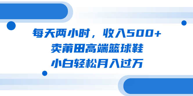 每天两小时，收入500+，卖莆田高端篮球鞋，小白轻松月入过万（教程+素材）-资源基地