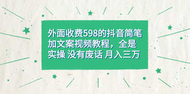 外面收费598抖音简笔加文案教程,全是实操 没有废话 月入三万(教程+资料)-资源基地