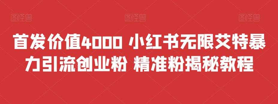 首发价值4000 小红书无限艾特暴力引流创业粉 精准粉揭秘教程-资源基地