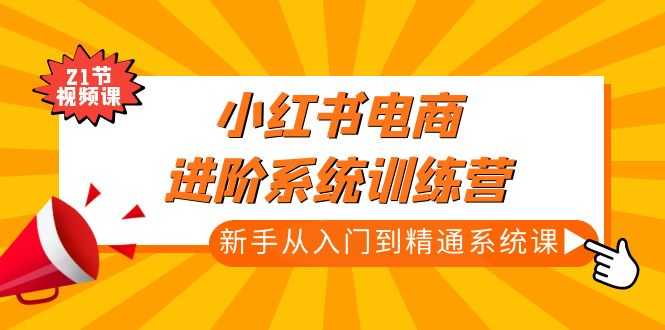 小红书电商进阶系统训练营:新手从入门到精通系统课(21节视频课)-资源基地