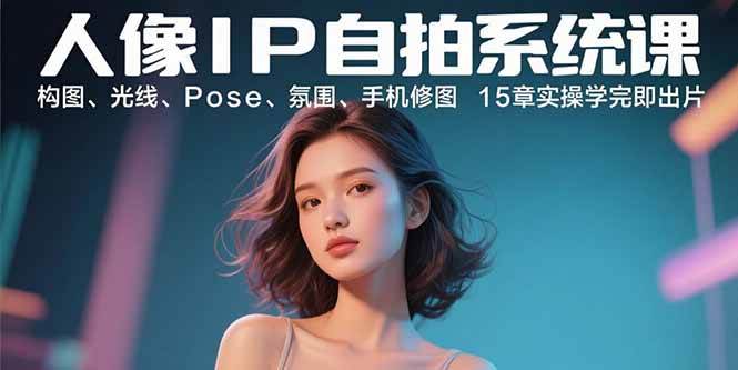 人像IP自拍系统课：构图、光线、Pose、氛围、手机修图 15章实操学完即出片-资源基地