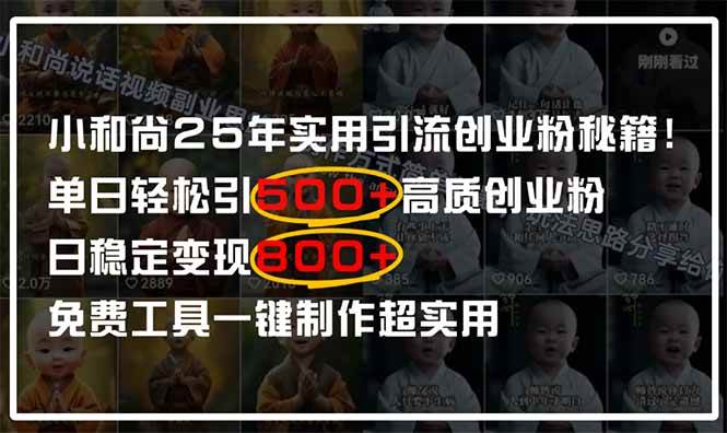 小和尚2025年实用引流秘籍!单日轻松引500+高质量创业粉,日变现800+,…-资源基地