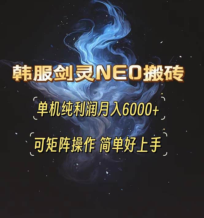 韩服剑灵NEO搬砖攻略，单机纯利润月入6000+ 可矩阵操作，简单好上手。-资源基地