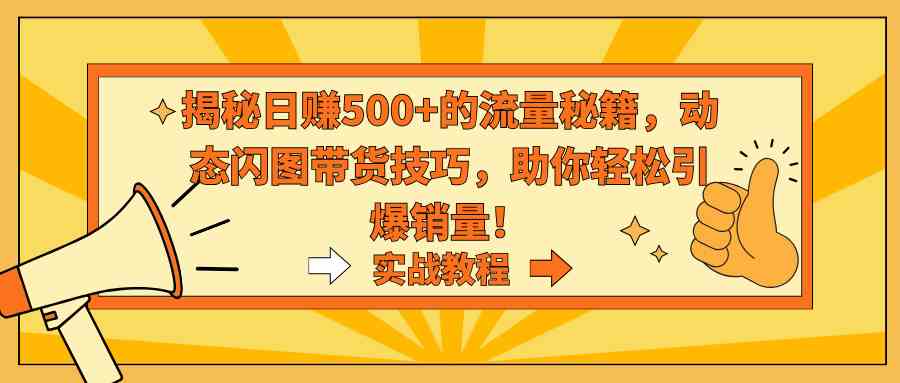 揭秘日赚500+的流量秘籍，动态闪图带货技巧，助你轻松引爆销量！-资源基地