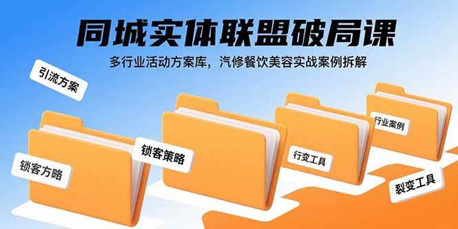 同城实体联盟破局课,多行业活动方案库,汽修餐饮美容实战案例拆解-资源基地